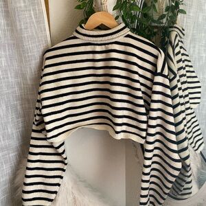 Cider cropped mock-neck sweater